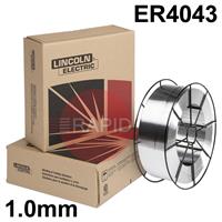 ED701753 Lincoln Superglaze 4043 1mm Premium Quality Aluminium MIG Wire, 7Kg Reel