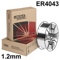 ED701754 Lincoln Superglaze 4043 1.2mm Premium Quality Aluminium MIG Wire, 7Kg Reel