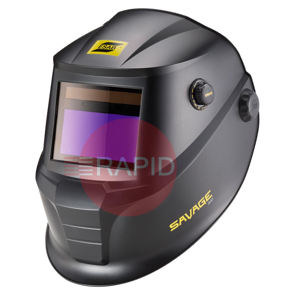 0700000490  ESAB Savage A40 Auto Darkening Welding Helmet, Shades 9-13 - Black