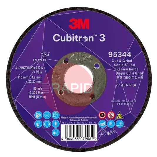 3M-95344  3M Cubitron 3 115mm (4.5) Cut & Grind Wheel