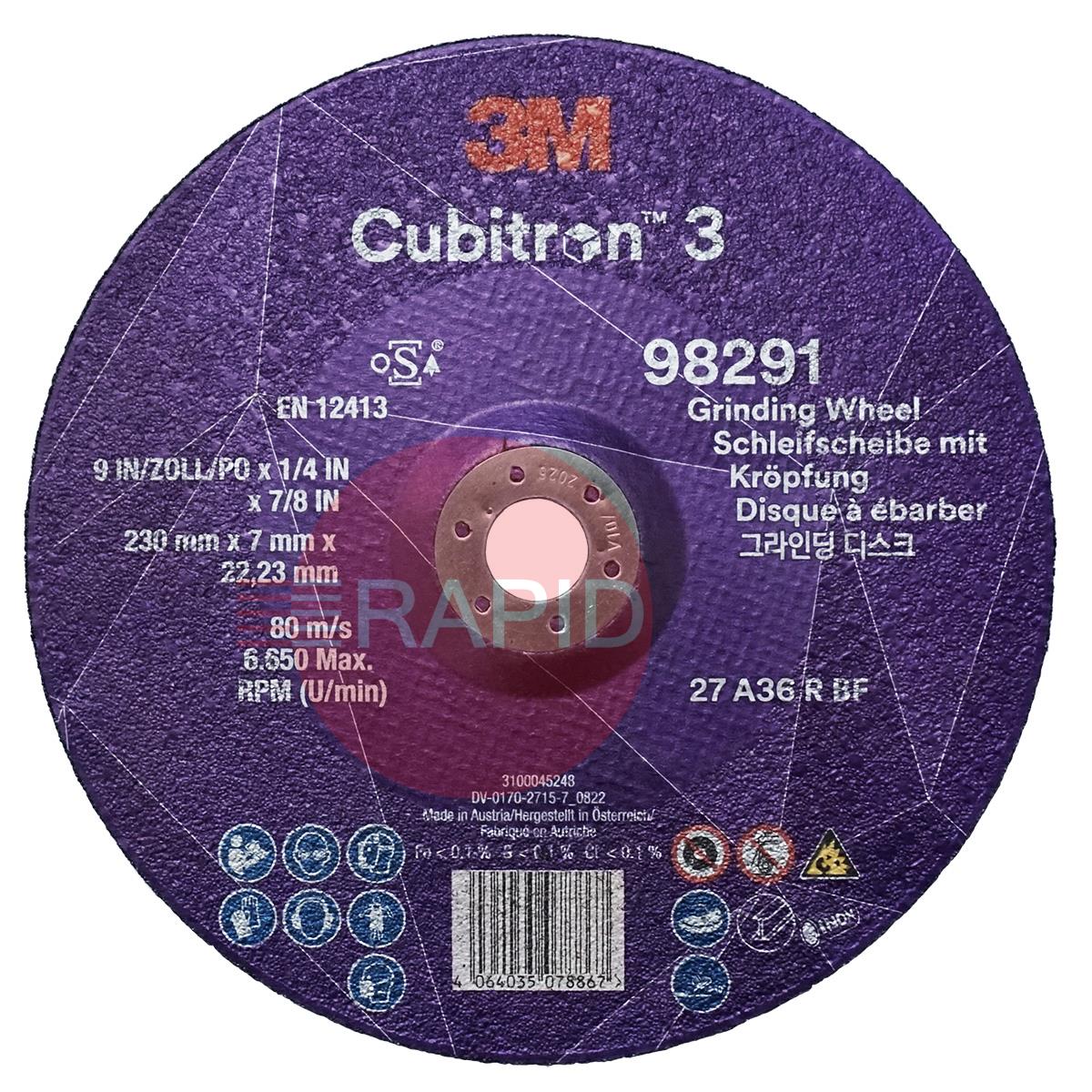 3M-98291  3M Cubitron 3 230mm (9) Grinding Wheel