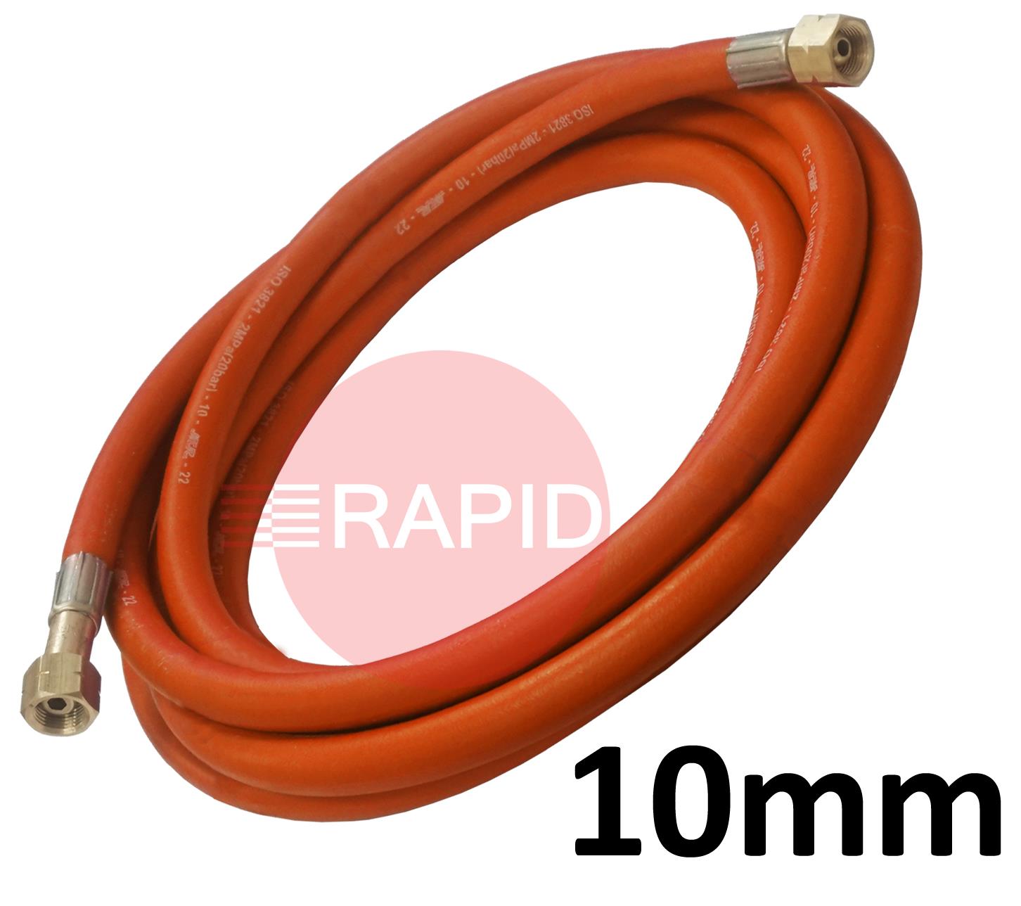 A5132  Fitted Propane Hose. 10mm Bore. G3/8 Check Valve & G3/8 Regulator Connection - 5m