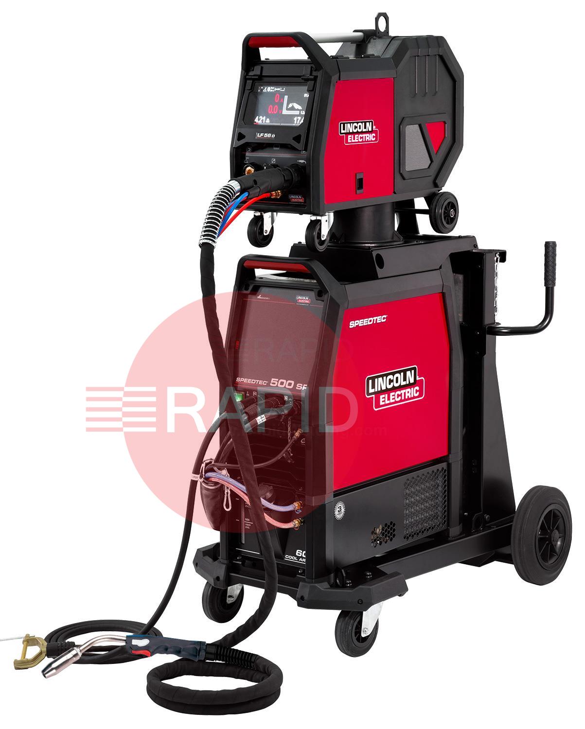 K14259-56-1WP  Lincoln Speedtec 500SP Water Cooled Mig Welder Package, with LF-56D Wire Feeder, Ready to Weld, 400v
