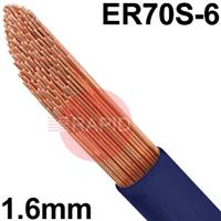 3010300156 Mild Steel A18 TIG Wire, 1.6mm Diameter x 1000mm Cut Lengths - AWS A5.18 ER 70S-6, 5Kg Pack