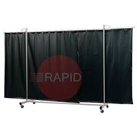 36.31.19 CEPRO Robusto Triptych Welding Screen with Green-9 Curtain - 3.6m Wide x 2.2m High, Approved EN 25980