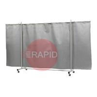 36.31.31 CEPRO Robusto Triptych Welding Screen with Atlas Heat Resistant Curtain - 3.6m Wide x 2.1m High, 550°C