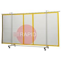 36.31.45 CEPRO Robusto Triptych Welding Screen with Sonic Sound Absorbing Curtain - 3.6m Wide x 2.1m High, RW=14 dB