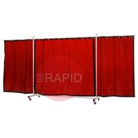 36.31.65 CEPRO Robusto XL Triptych Welding Screen with Orange-CE Curtain - 4.35m Wide x 2.1m High, Approved EN 25980