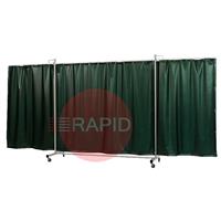 36.31.66 CEPRO Robusto XL Triptych Welding Screen with Green-6 Curtain - 4.4m Wide x 2.1m High, Approved EN 25980