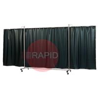 36.31.69 CEPRO Robusto XL Triptych Welding Screen with Green-9 Curtain - 4.4m Wide x 2.1m High, Approved EN 25980