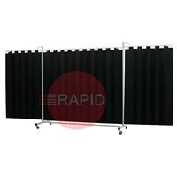 36.31.79 CEPRO Robusto XL Triptych Welding Screen with Green-9 Strips - 4.4m Wide x 2.1m High, Approved EN 25980