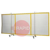 36.31.95 CEPRO Robusto XL Triptych Welding Screen with Sonic Sound Absorbing Curtain - 4.4m Wide x 2.1m High, RW=14 dB