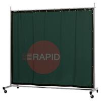 36.32.16 CEPRO Robusto Single Welding Screen with Green-6 Curtain - 2.2m Wide x 2.1m High, Approved EN 25980