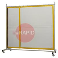 36.32.45 CEPRO Robusto Single Welding Screen with Sonic Sound Absorbing Curtain - 2.2m Wide x 2.1m High, RW=14 dB