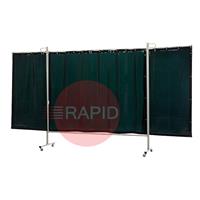 36.36.19 CEPRO Omnium Triptych Welding Screen, with Green-9 Curtain - 3.7m Wide x 2m High, Approved EN 25980