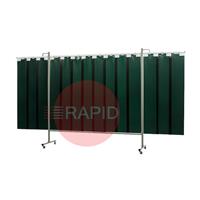 36.36.26 CEPRO Omnium Triptych Welding Screen, with Green-6 Strips - 3.7m Wide x 2m High, Approved EN 25980