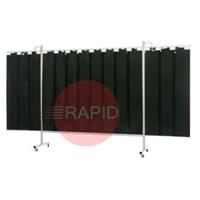 36.36.29 CEPRO Omnium Triptych Welding Screen, with Green-9 Strips - 3.7m Wide x 2m High, Approved EN 25980