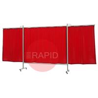 36.36.65 CEPRO Omnium Triptych XL Welding Screen, with Orange-CE Curtain - 4.3m Wide x 2m High, Approved EN 25980