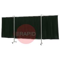 36.36.69 CEPRO Omnium Triptych XL Welding Screen, with Green-9 Curtain - 4.3m Wide x 2m High, Approved EN 25980