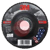 3M-51990 3M Silver Flat Flap Disc 769F 115mm x 22.23mm, 40+ Grit (Box of 10)