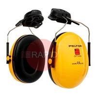 3M-H510P3A-405-GU 3M PELTOR Optime Yellow Helmet Mounted Earmuffs, 26dB.