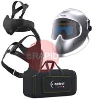4600.010 Optrel Panoramaxx CLT Silver Welding Helmet & Swiss Air PAPR Air Fed Halfmask System, Ready To Weld Package