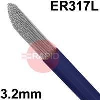 6011100592 Stainless Steel TIG Wire, 3.2mm Diameter x 1000mm Cut Lengths - AWS A5.9 ER 317 / 317L, 5Kg Pack