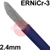 6031100303 Nickel Alloy TIG Wire, 2.4mm Diameter x 1000mm Cut Lengths - AWS A5.14 ER NiCr-3. 5Kg Pack