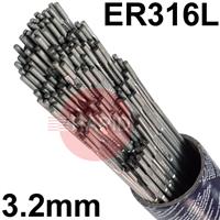 71375 Bohler Thermanit GE-316L Stainless Steel Tig Wire, 3.2mm Diameter x 1000mm Cut Lengths - AWS A5.9 ER316L. 5.0kg Pack