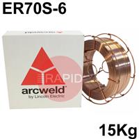 A18XXLBW Lincoln Arcweld AS2 Copper Coated Steel A18 MIG Wire, 15Kg Reel (Wire Basket), ER70S-6