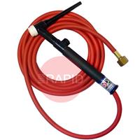 CK-CK17V12RSFRG CK17V Gas Cooled TIG Torch With 1pc 4m Superflex Cable & Gas Valve 3/8 BSP, 150 Amp @ 100% Duty Cycle