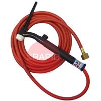 CK-CK17V25RSFFX CK17V Flex Head Gas Cooled TIG Torch With 1pc 8m Superflex Cable & Gas Valve 3/8 BSP, 150 Amp @ 100% Duty Cycle