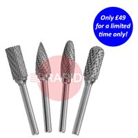 JS26-4021-SET2 HMT JS26 Tungsten Carbide Burr 4 Piece 6mm Set