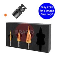 JS26-505020-SET1 HMT JS26 VersaDrive Impact Step Drill 3 Piece Set w/ FREE Impact Adaptor