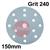 0459960881  SAITAC D-VEL 6S Hook & Loop Ceramic Velcro Disc 150mm Diameter, 240 Grit, 15 Hole