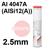 800623-1  Lincoln AlSi12 Aluminium Electrodes 2.5mm Diameter x 350mm Long. 8.0kg Carton (Contains 4 x 2.0kg Packs). Al 4047A (AlSi12(A))