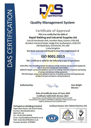 Rapid are proud to have been awarded ISO 9001 certification for the fifth consecutive year