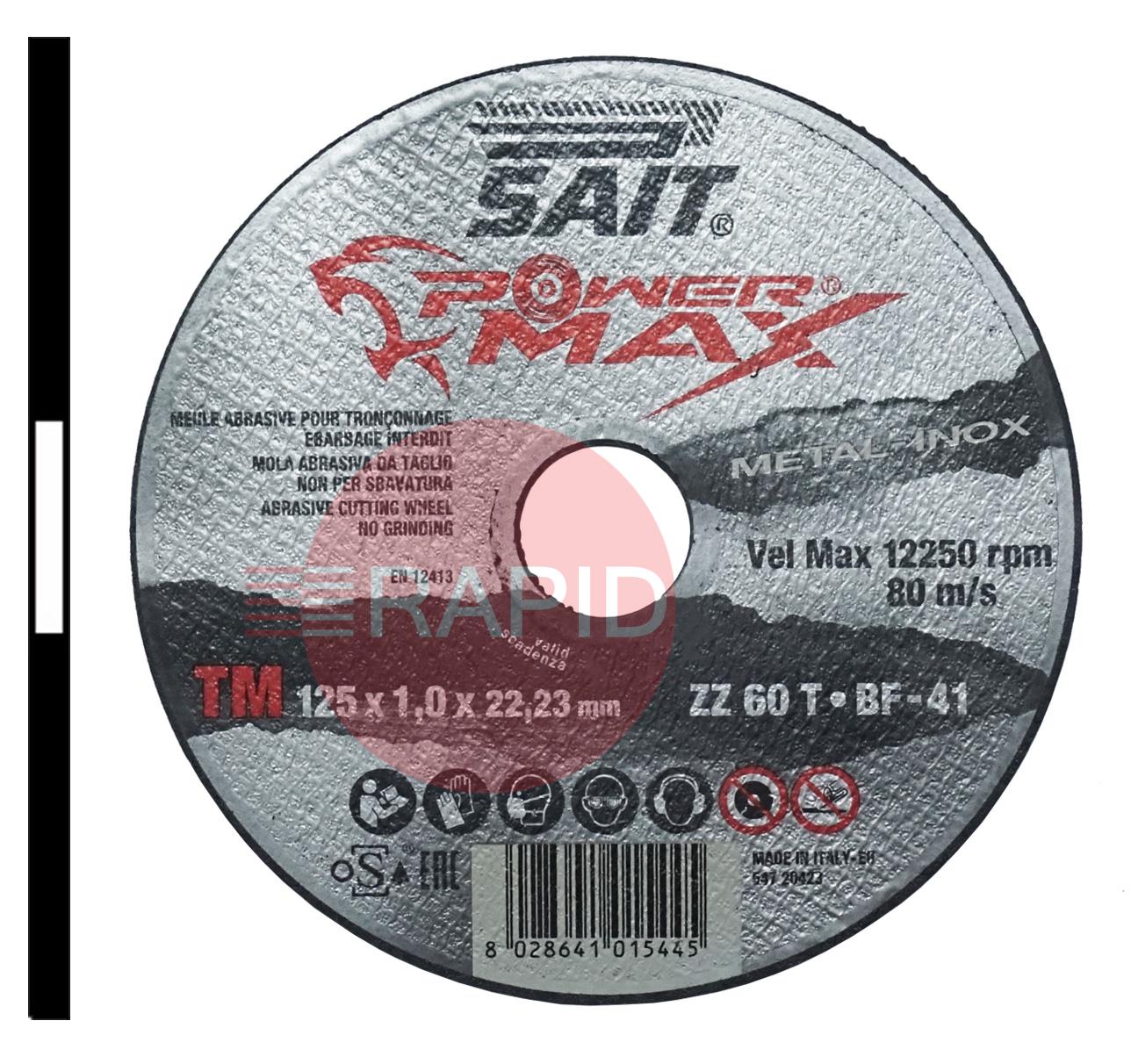 001544  SAIT Powermax-TM 125mm (5) Slitting Cutting Disc 1mm Thick - Grade ZZ 60 T
