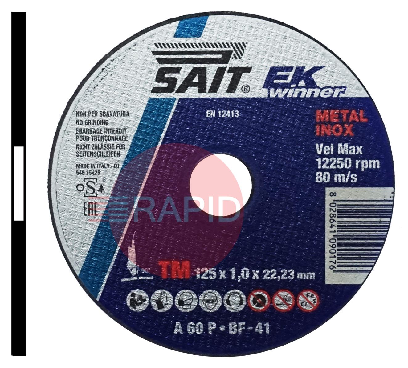 009017  SAIT EK Winner-TM 125mm (5) Slitting Cutting Disc 1mm Thick - Grade TM A 60 P