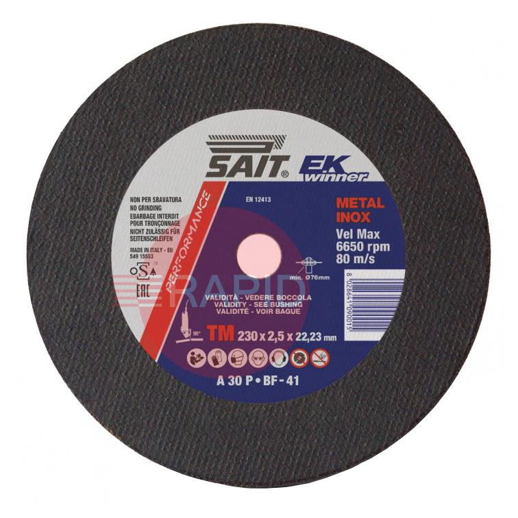 009029  SAIT EK Winner-TM 115mm (4.5) Slitting Cutting Disc 2.5mm Thick - Grade TM A 30 P