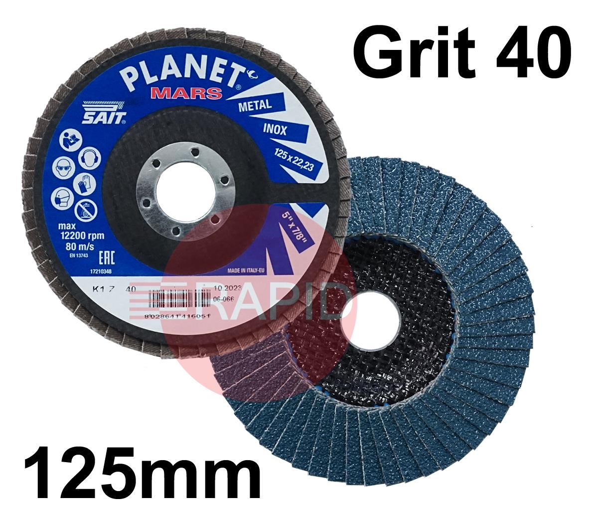 041605  SAIT Planet Mars-Z 125mm (5) Zirconium Flap Disc - Grit 40