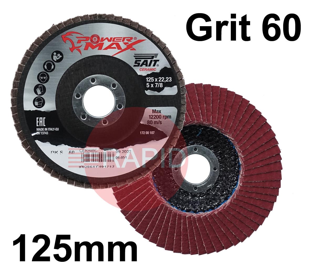 049171  SAIT Powermax-PK S 125mm (5) Ceramic Flap Disc - Grit 60