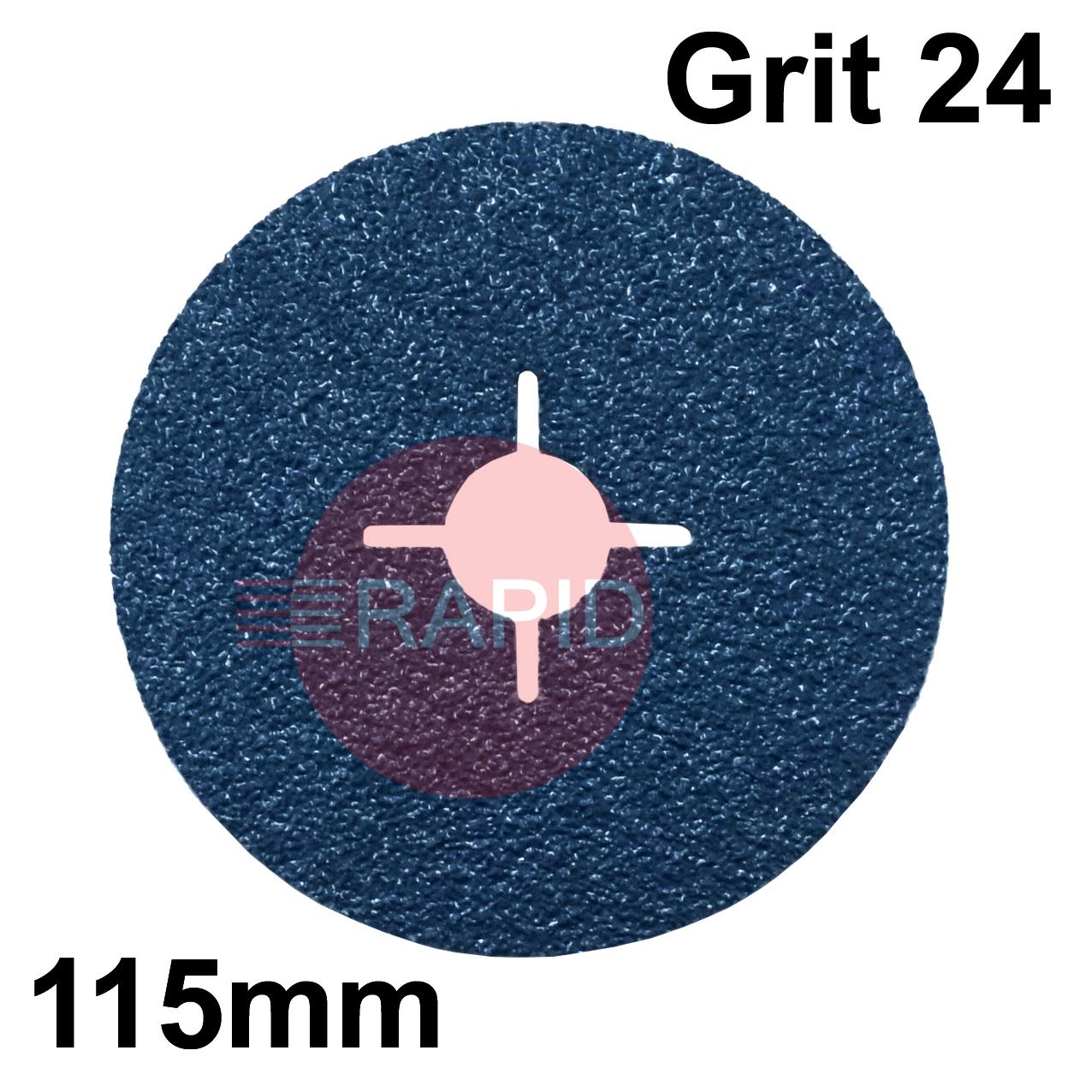 077924  SAITDISC-D 115mm (4.5) Zirconium Fibre Sanding Disc - Grit 24