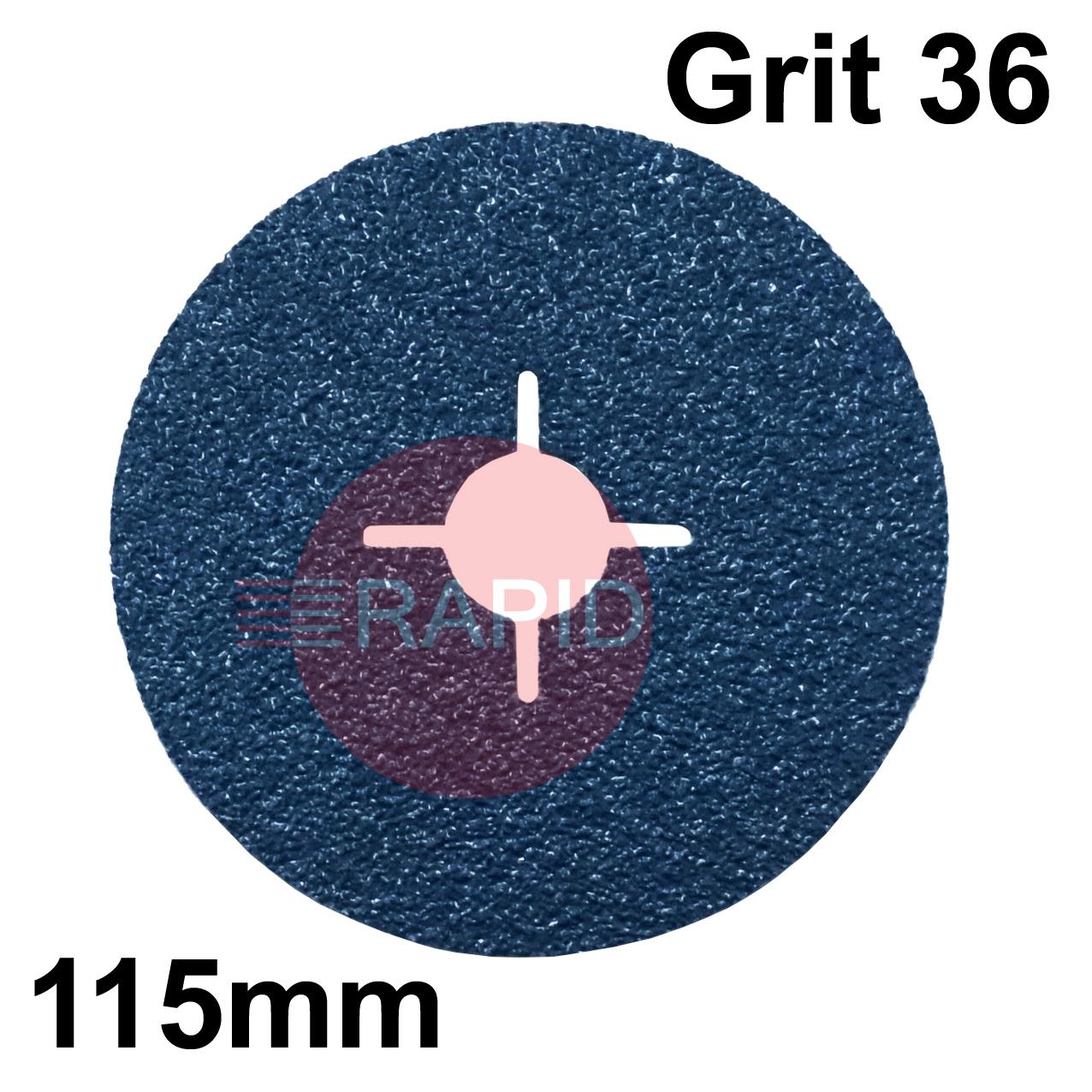 077930  SAITDISC-D 115mm (4.5) Zirconium Fibre Sanding Disc - Grit 36