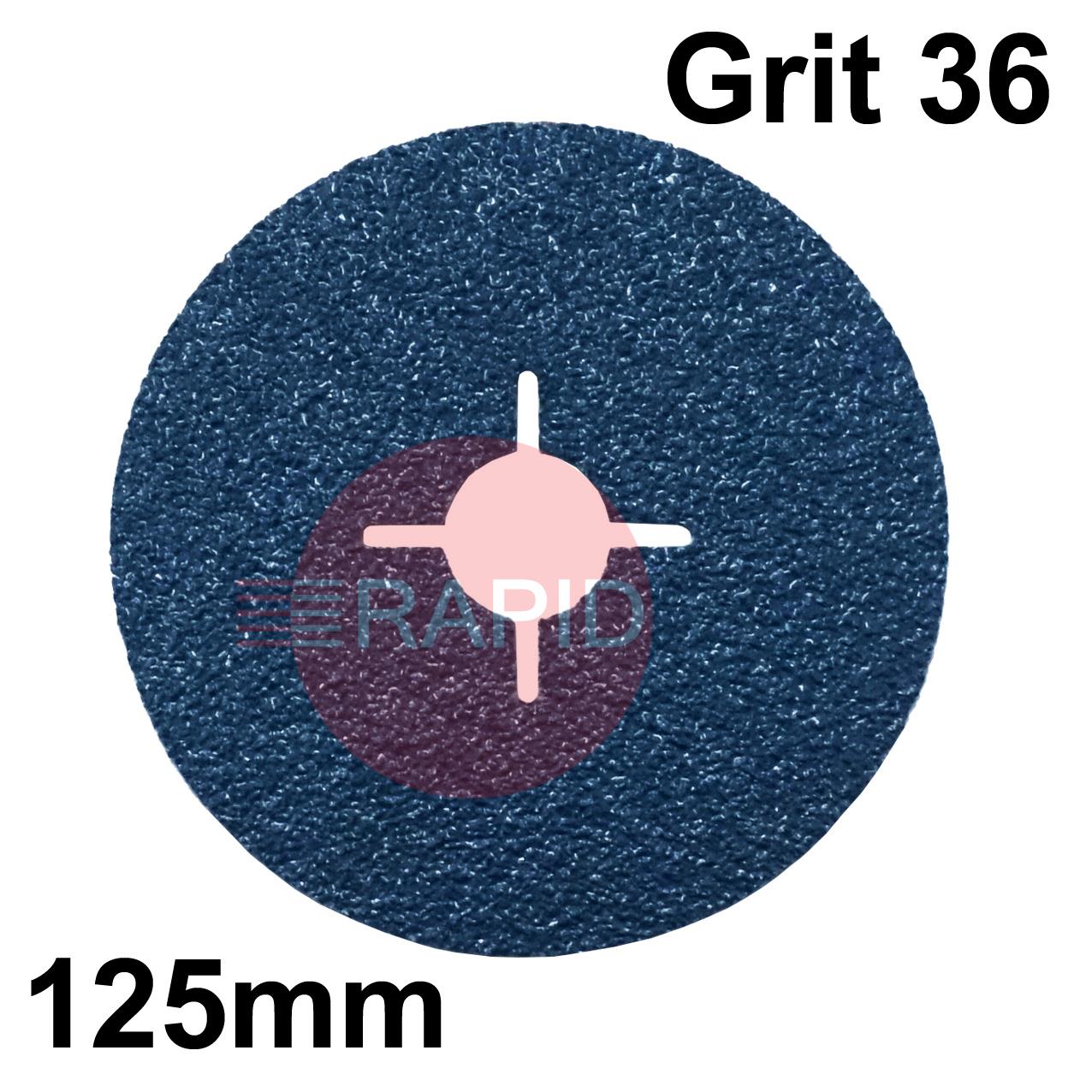 077934  SAITDISC-D 125mm (5) Zirconium Fibre Sanding Disc - Grit 36
