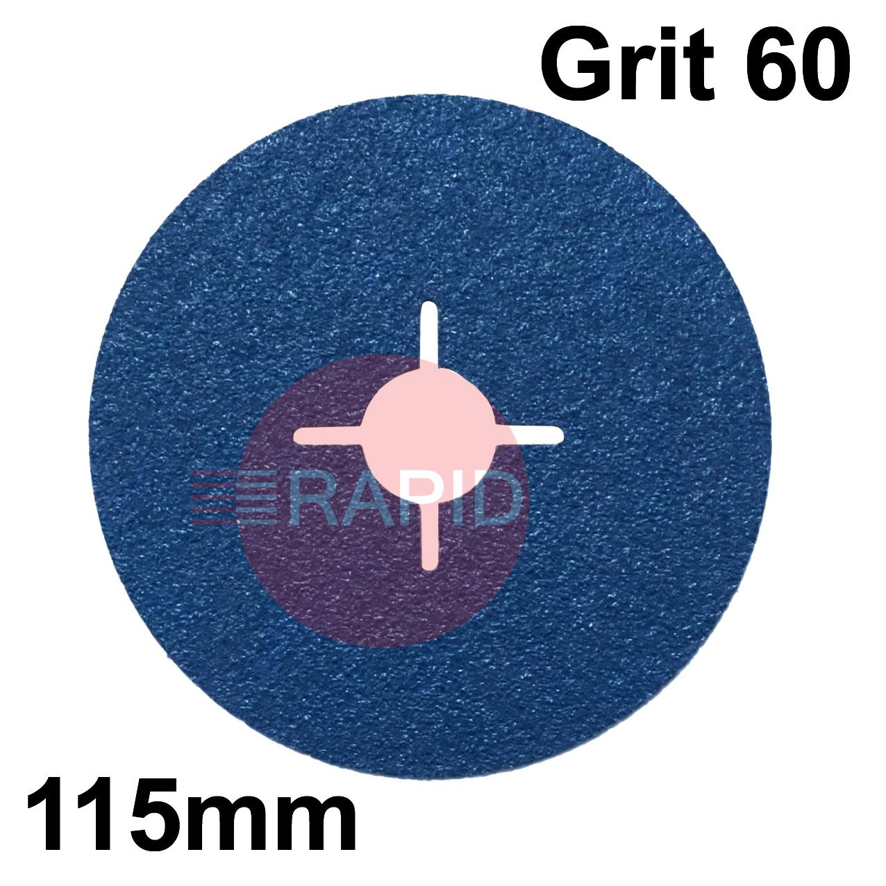 077966  SAITDISC-D 115mm (4.5) Zirconium Fibre Sanding Disc - Grit 60