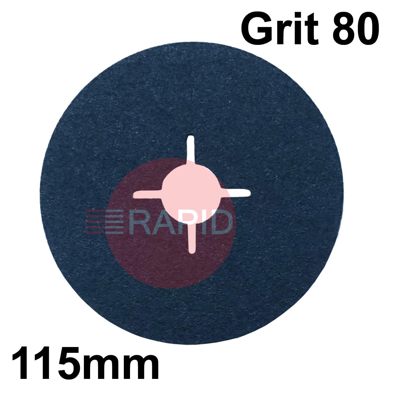077967  SAITDISC-D 115mm (4.5) Zirconium Fibre Sanding Disc - Grit 80