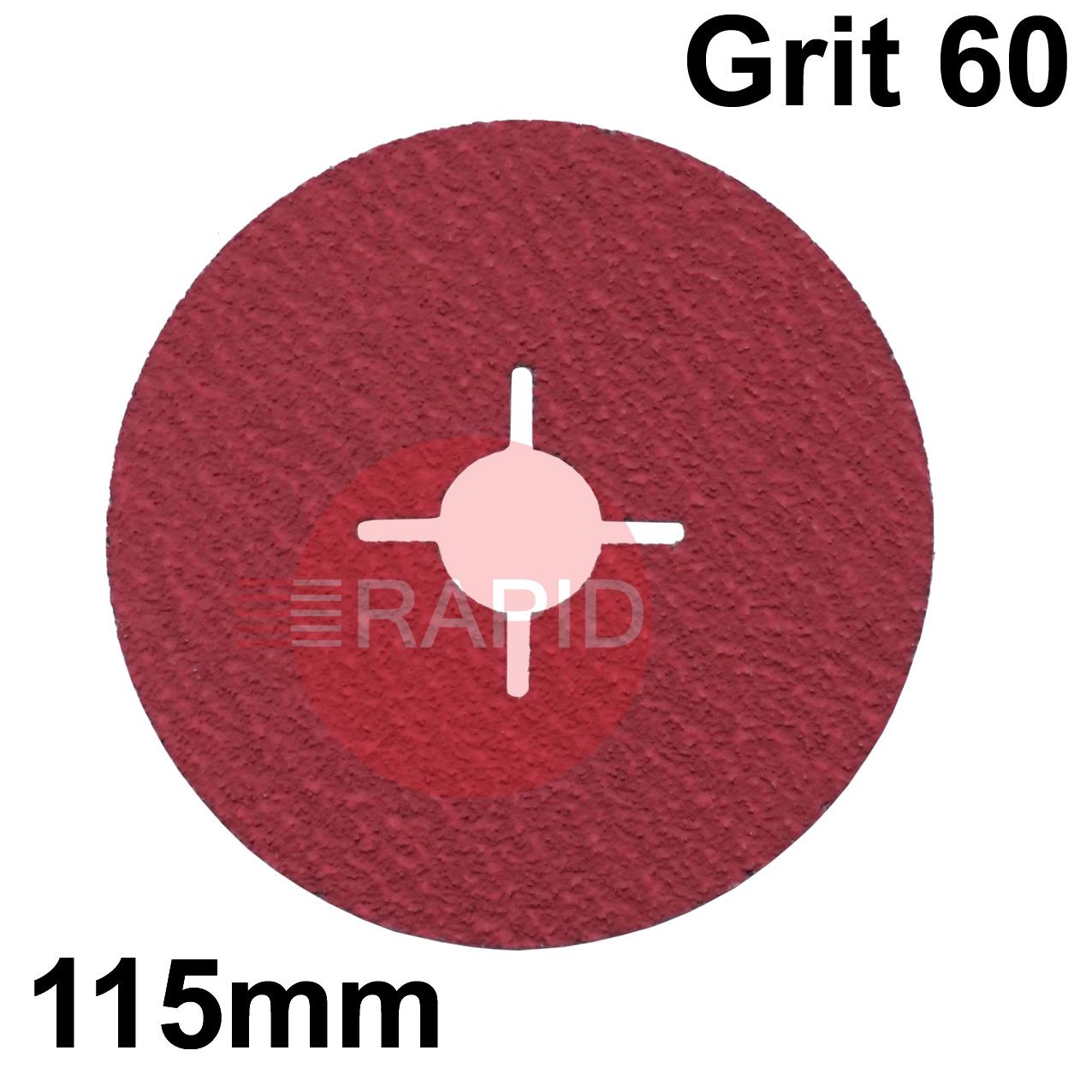 078174  SAIT Powermax-D 9.3 115mm (4.5) Ceramic Fibre Sanding Disc - Grit 60