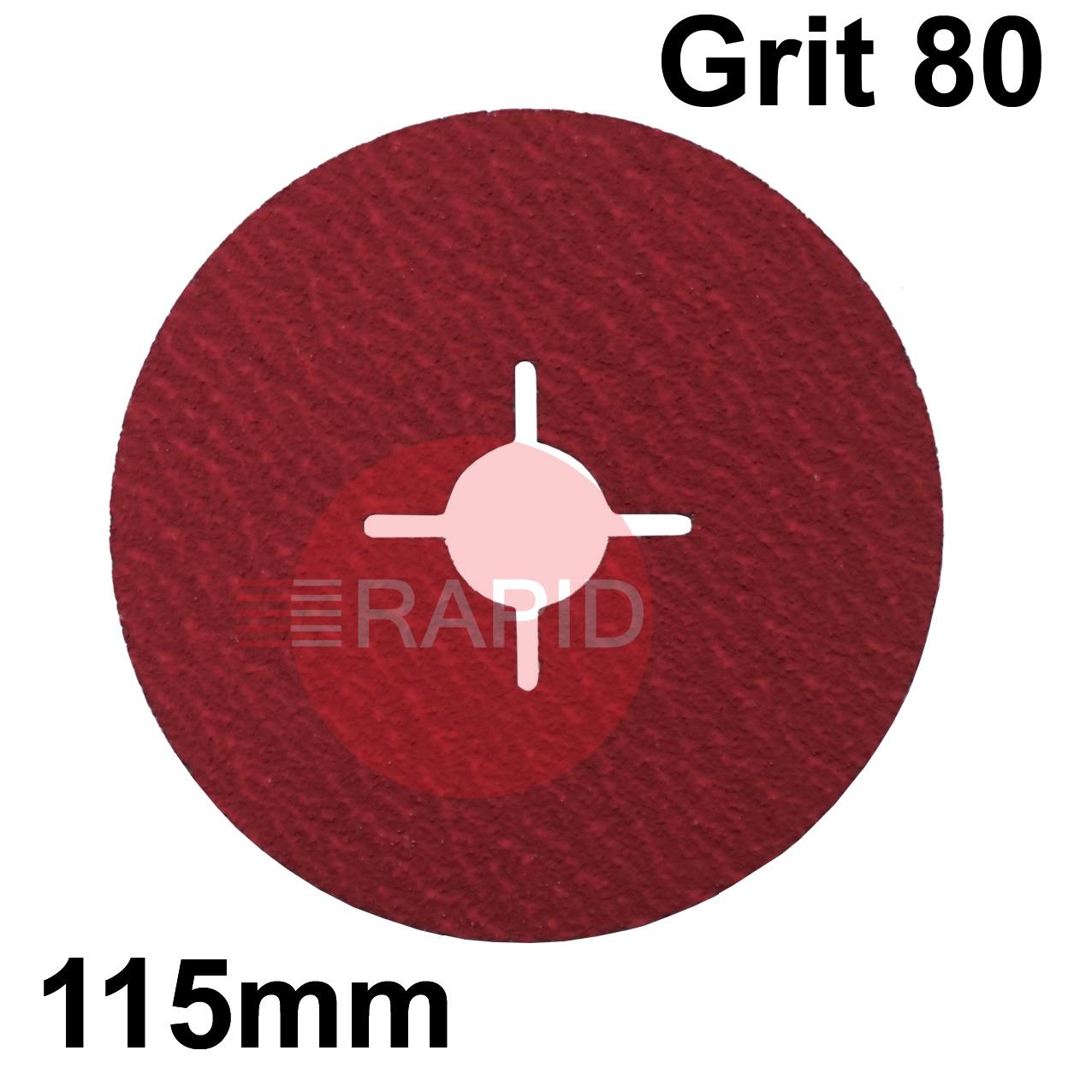 078175  SAIT Powermax-D 9.3 115mm (4.5) Ceramic Fibre Sanding Disc - Grit 80