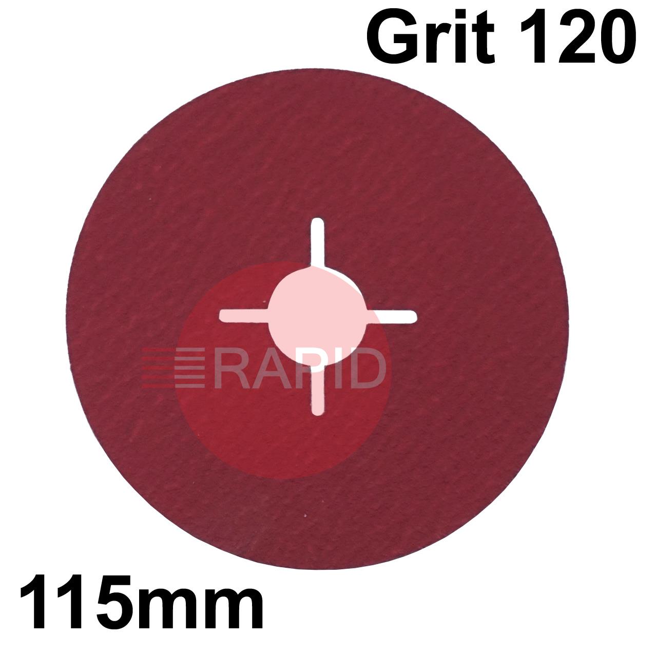 078177  SAIT Powermax-D 9.3 115mm (4.5) Ceramic Fibre Sanding Disc - Grit 120